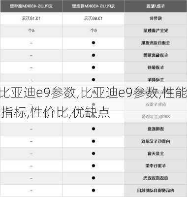 比亚迪e9参数,比亚迪e9参数,性能,指标,性价比,优缺点