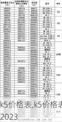 k5价格表,k5价格表2023