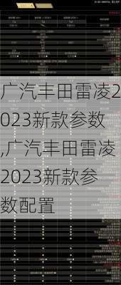 广汽丰田雷凌2023新款参数,广汽丰田雷凌2023新款参数配置