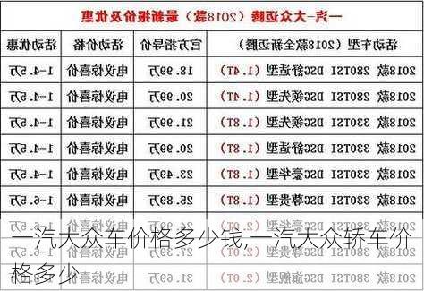 一汽大众车价格多少钱,一汽大众轿车价格多少