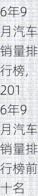 2016年9月汽车销量排行榜,2016年9月汽车销量排行榜前十名