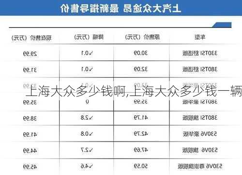 上海大众多少钱啊,上海大众多少钱一辆