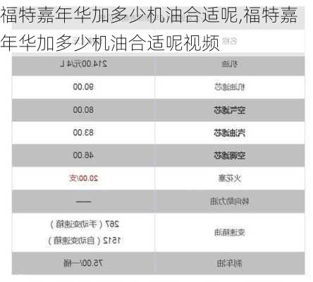 福特嘉年华加多少机油合适呢,福特嘉年华加多少机油合适呢视频