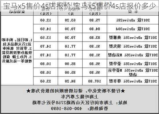 宝马x5售价4s店报价,宝马x5售价4s店报价多少