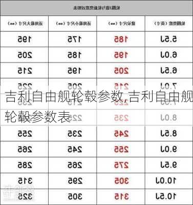 吉利自由舰轮毂参数,吉利自由舰轮毂参数表