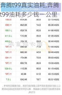 奔腾t99真实油耗,奔腾t99油耗多少钱一公里
