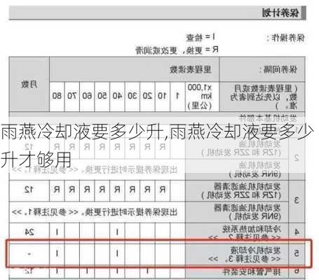 雨燕冷却液要多少升,雨燕冷却液要多少升才够用