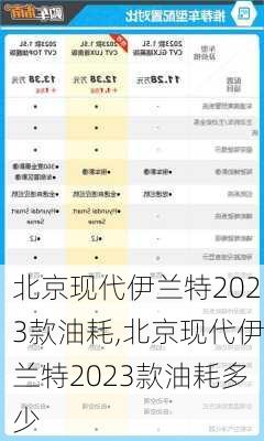 北京现代伊兰特2023款油耗,北京现代伊兰特2023款油耗多少