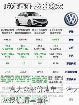 一汽大众报价清单,一汽大众报价清单查询