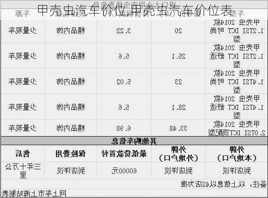 甲壳虫汽车价位,甲壳虫汽车价位表