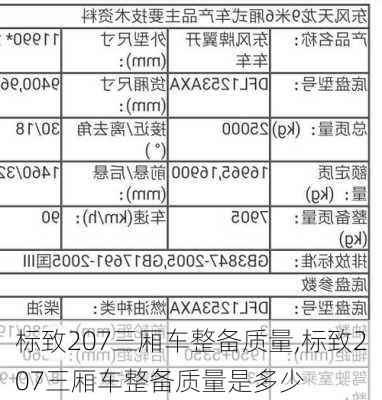 标致207三厢车整备质量,标致207三厢车整备质量是多少