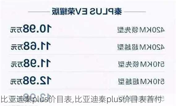 比亚迪秦plus价目表,比亚迪秦plus价目表首付