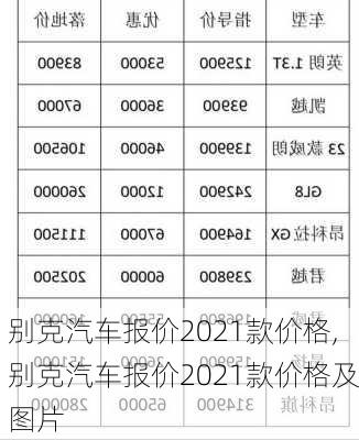 别克汽车报价2021款价格,别克汽车报价2021款价格及图片