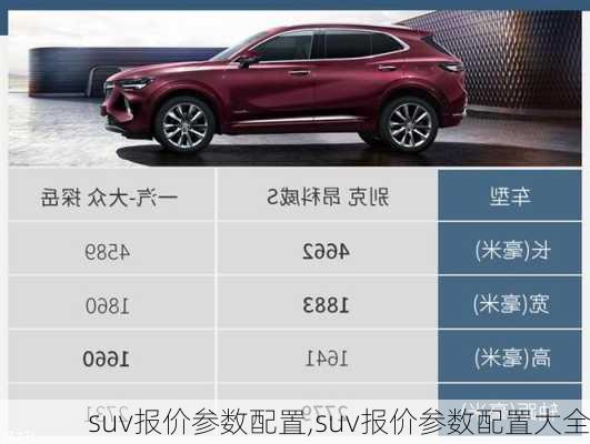 suv报价参数配置,suv报价参数配置大全